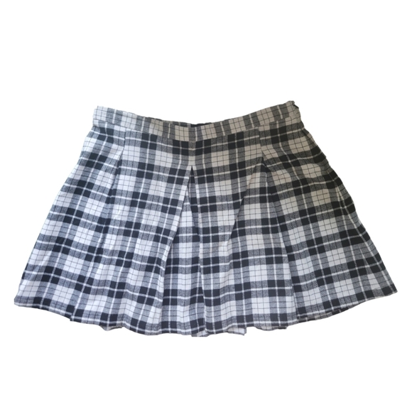 JOE BOXER Black & White Plaid Pleated Mini Schoolgirl Clueless Preppy Skirt 1X - Picture 4 of 8
